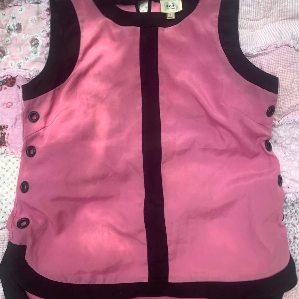 ECI Pink and Black Contrast Top